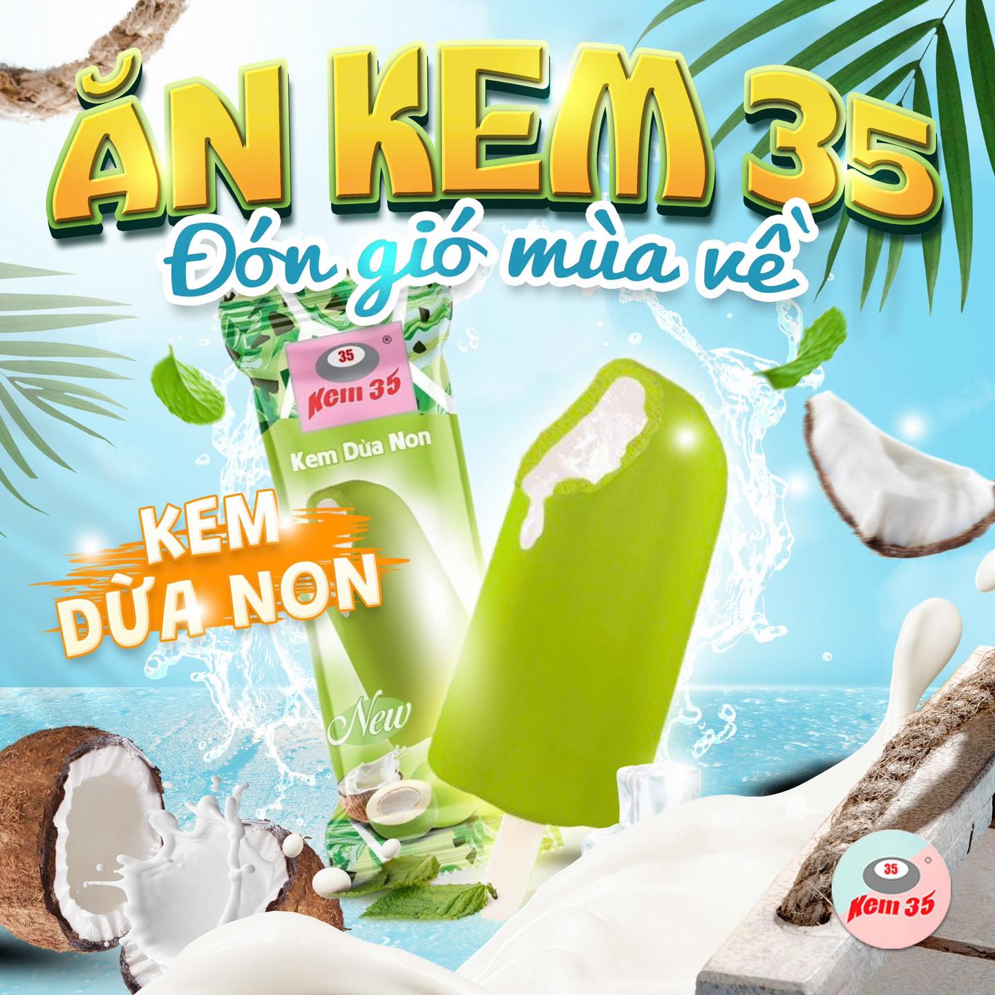 Khám phá vị dừa non tươi mát cùng Kem Dừa Non từ Kem 35